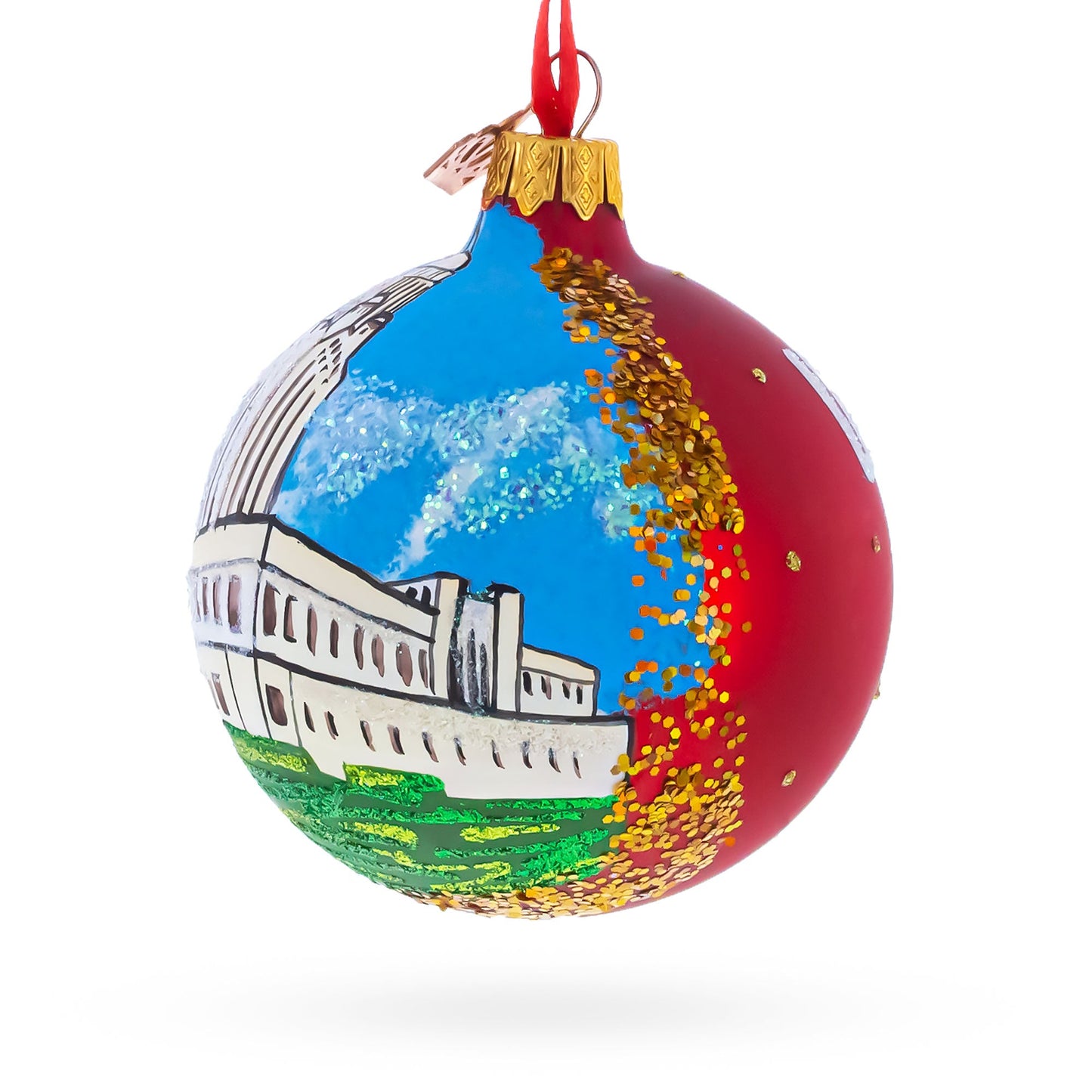 Nebraska State Capitol,  Lincoln, Nebraska Glass Ball Christmas Ornament 3.25 Inches