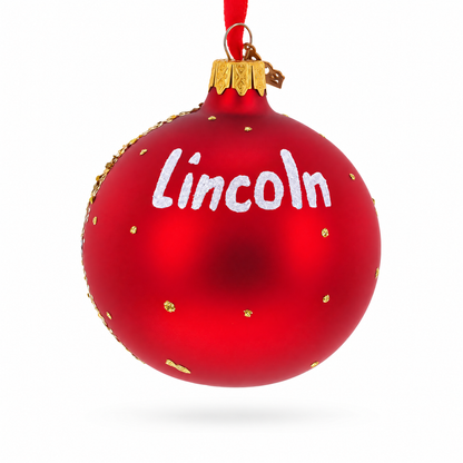 Nebraska State Capitol,  Lincoln, Nebraska Glass Ball Christmas Ornament 3.25 Inches