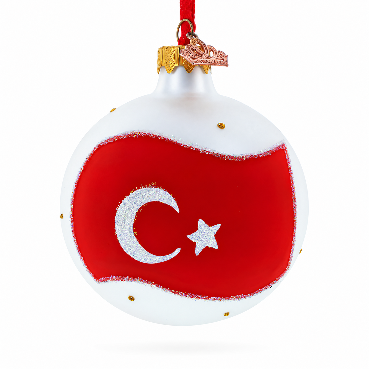 Flag of Turkey Glass Ball Ornament 3.25 Inches