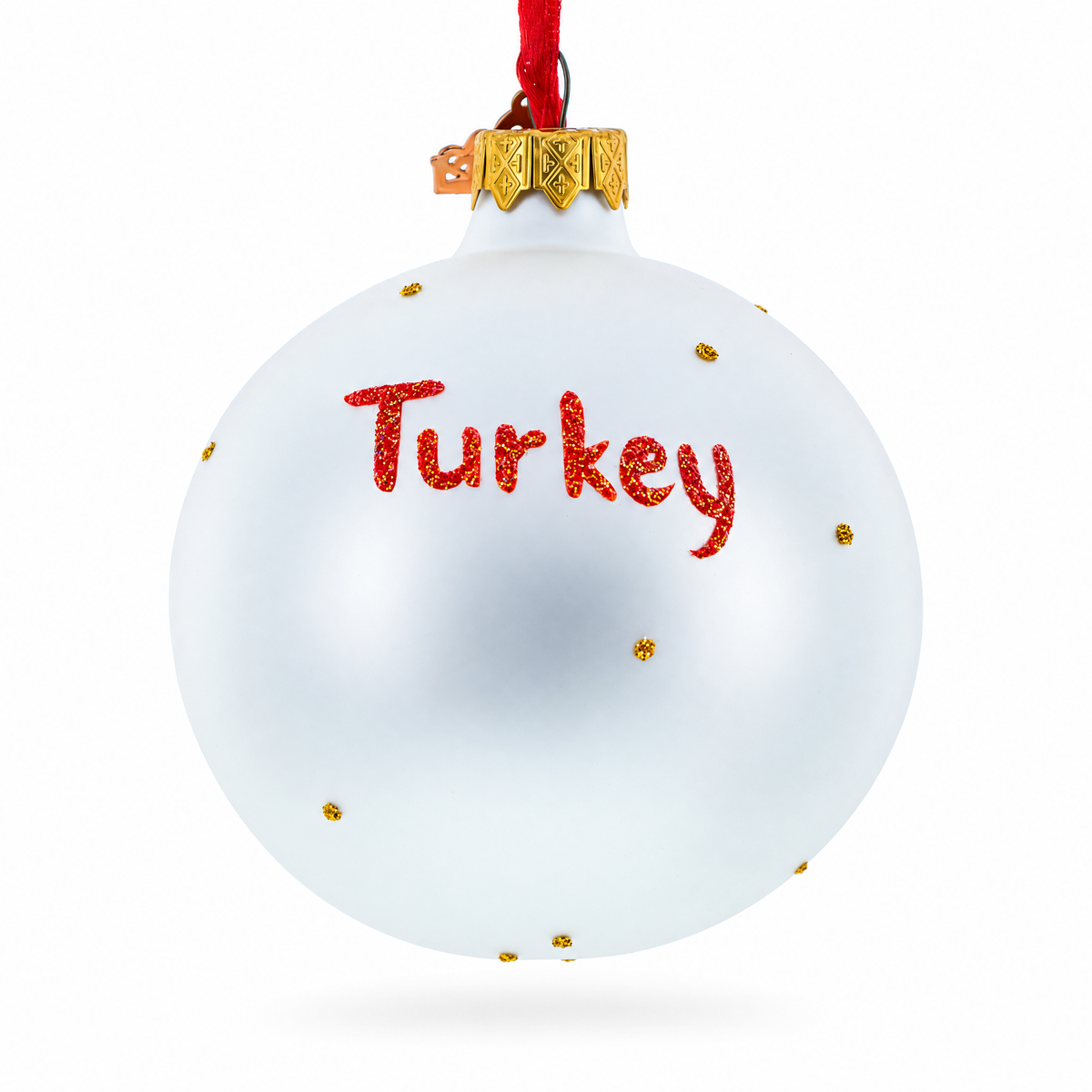 Flag of Turkey Glass Ball Ornament 3.25 Inches