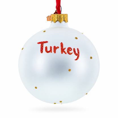 Flag of Turkey Glass Ball Ornament 3.25 Inches