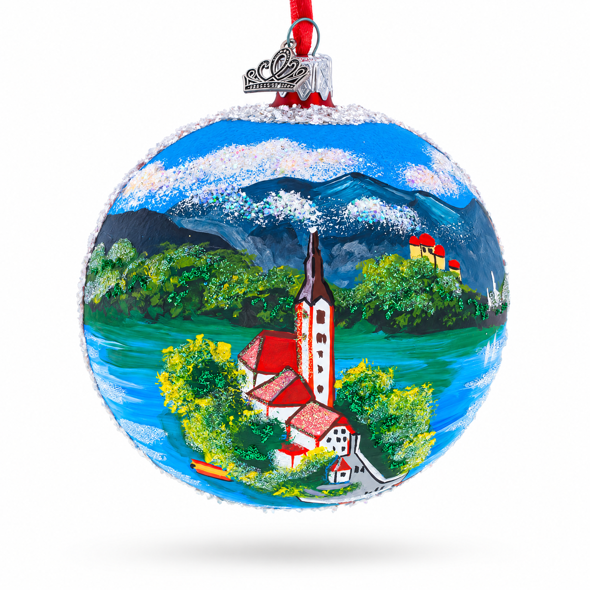 Lake Bled, Slovenia Glass Ball Christmas Ornament 4 Inches
