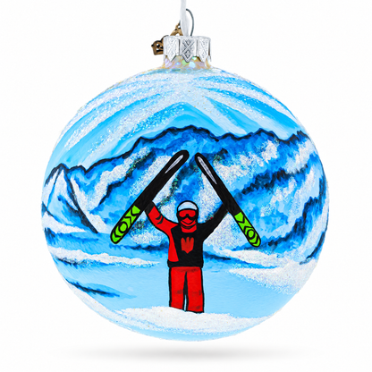 St. Anton Ski Resort, Austria Glass Ball Christmas Ornament 4 Inches
