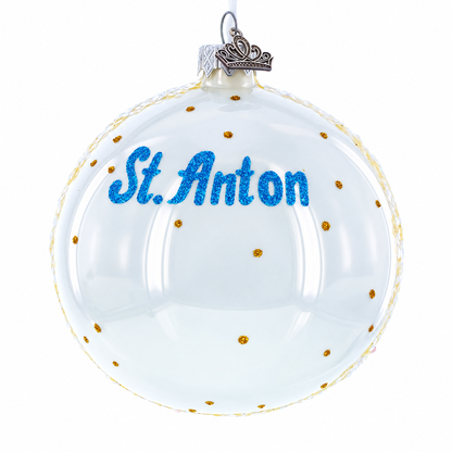 St. Anton Ski Resort, Austria Glass Ball Christmas Ornament 4 Inches