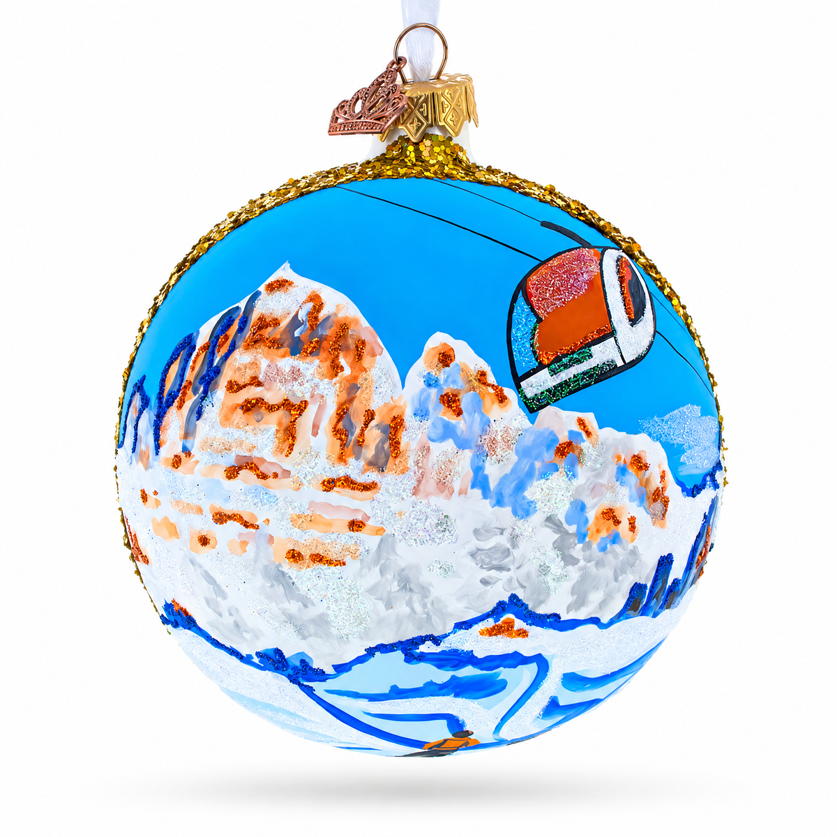 Cortina d'Ampezzo Ski Resort, Italy Glass Ball Christmas Ornament 4 Inches