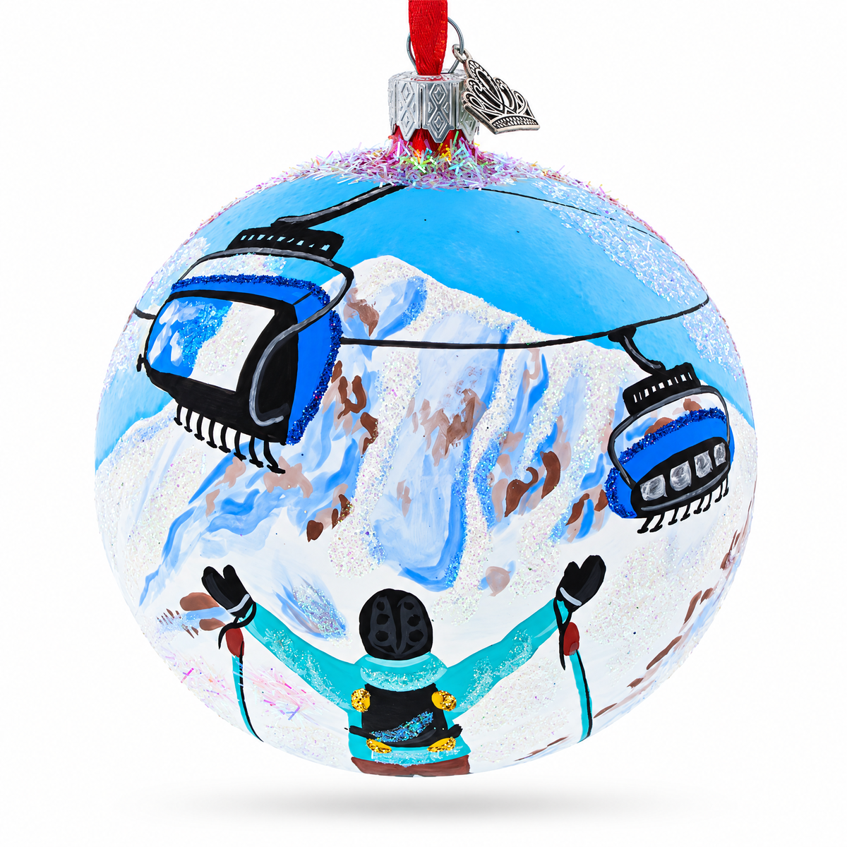 Big Sky Ski Resort, Montana Glass Ball Christmas Ornament 4 Inches
