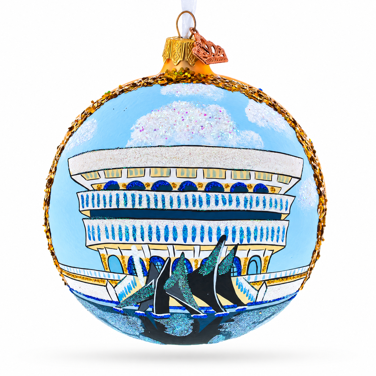 New York State Museum, Albany, New York Glass Ball Christmas Ornament 4 Inches
