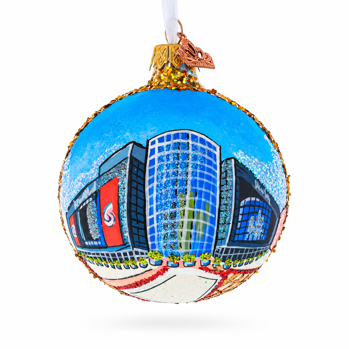Prudential Center, Newark, New Jersey Glass Ball Christmas Ornament 3.25 Inches