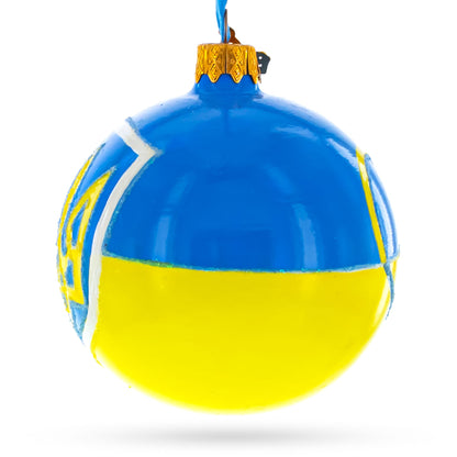 Flag of Ukraine Glass Christmas Ornament 3.25 Inches