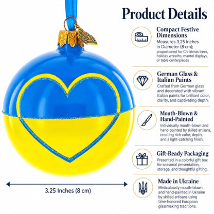 Flag of Ukraine Glass Christmas Ornament 3.25 Inches