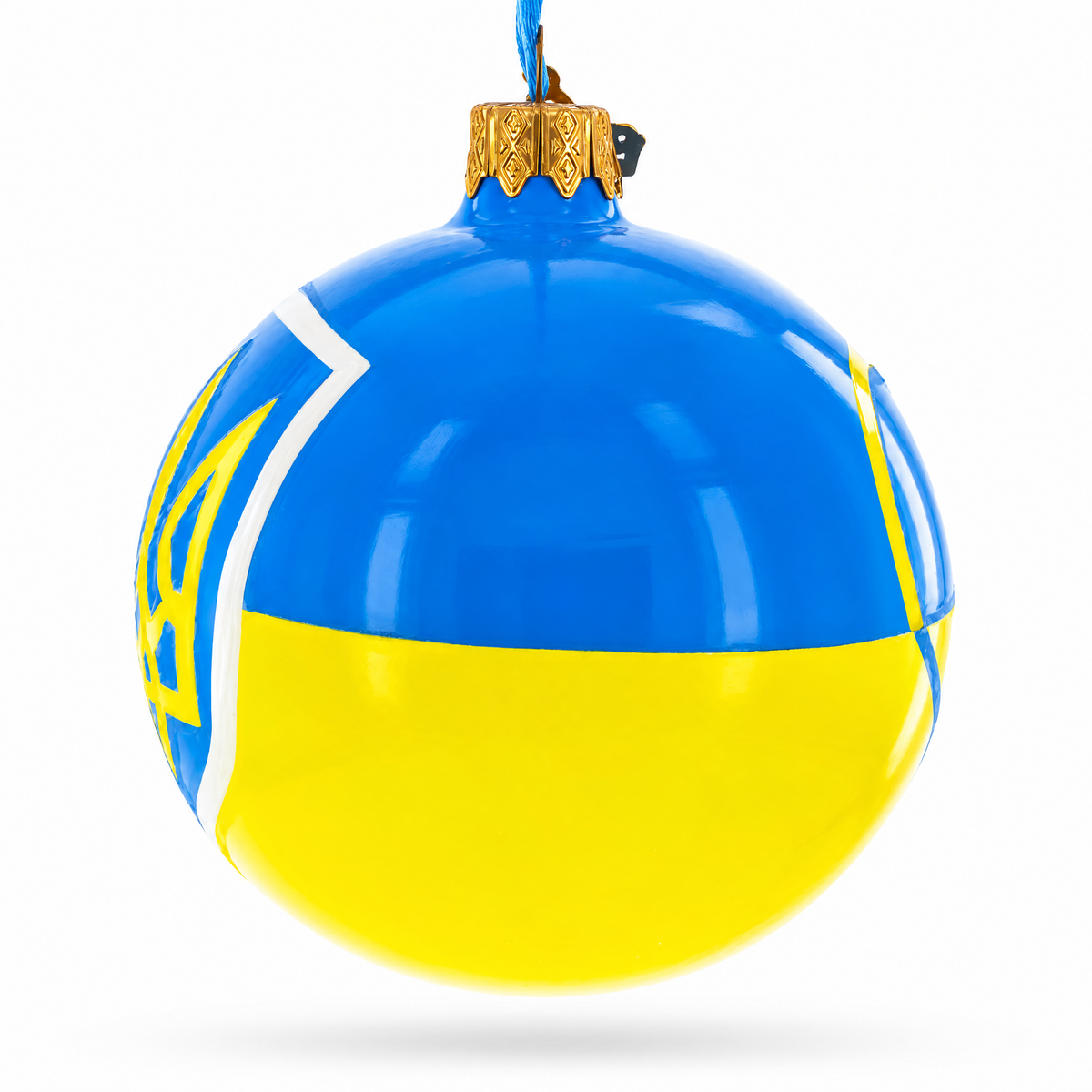 Flag of Ukraine Glass Christmas Ornament 3.25 Inches
