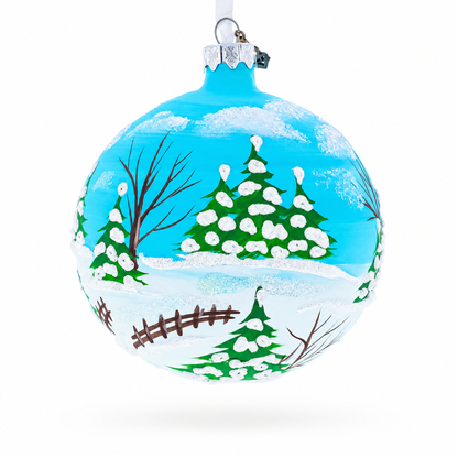 Children Playing in the Winter Village Glass Ball Christmas Ornament 4 Inches