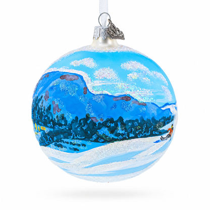St. Moritz, Switzerland Glass Ball Christmas Ornament 4 Inches