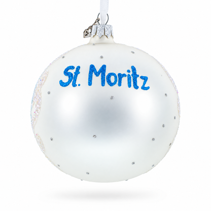 St. Moritz, Switzerland Glass Ball Christmas Ornament 4 Inches