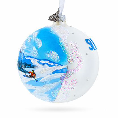 St. Moritz, Switzerland Glass Ball Christmas Ornament 4 Inches