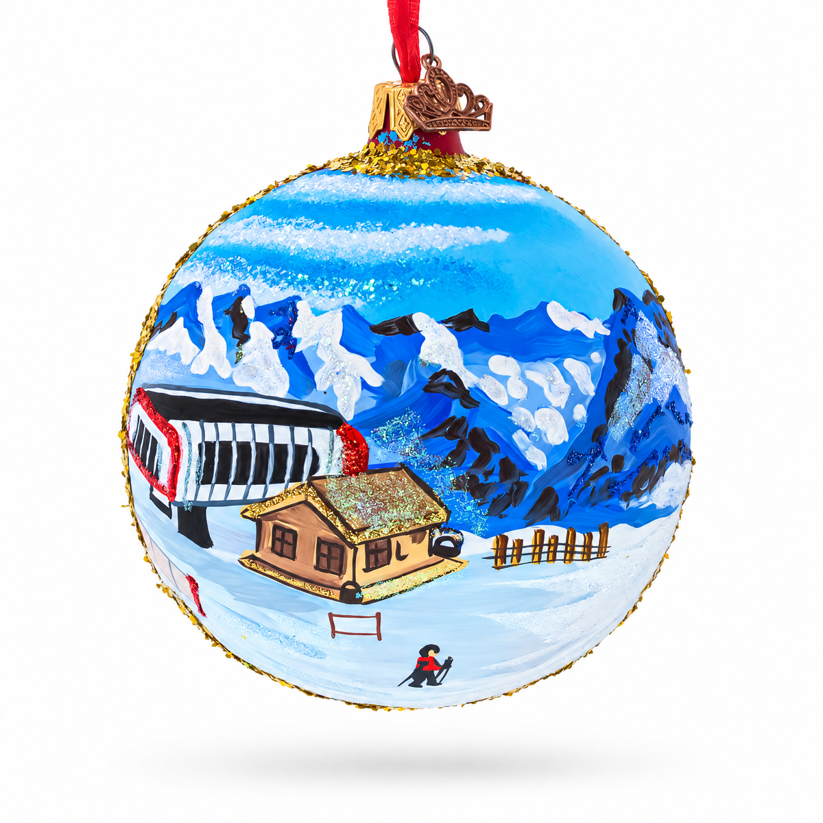 Val d 'Isere, France Glass Ball Christmas Ornament 4 Inches