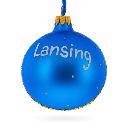 Lansing, Michigan Glass Ball Christmas Ornament 3.25 Inches