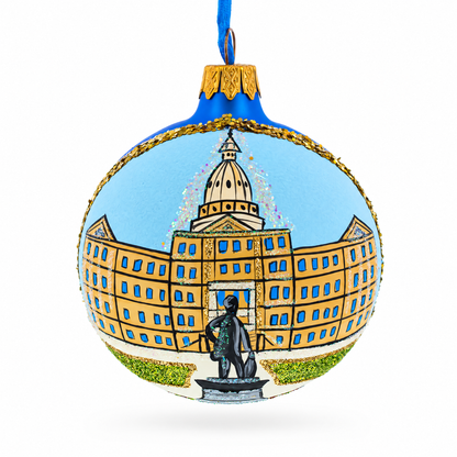 Lansing, Michigan Glass Ball Christmas Ornament 3.25 Inches