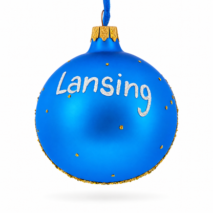 Lansing, Michigan Glass Ball Christmas Ornament 3.25 Inches
