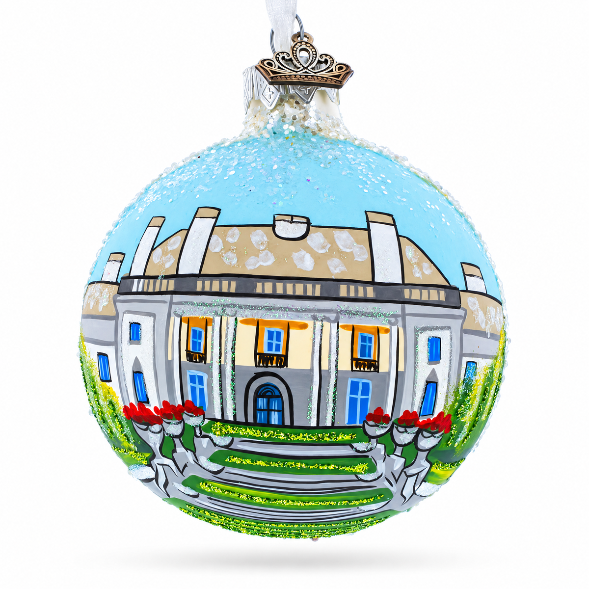 Nemours Estate, Wilmington, Delaware Glass Ball Christmas Ornament 3.25 Inches