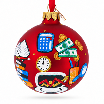 Accountant Bookkeeper Glass Ball Christmas Ornament 3.25 Inches