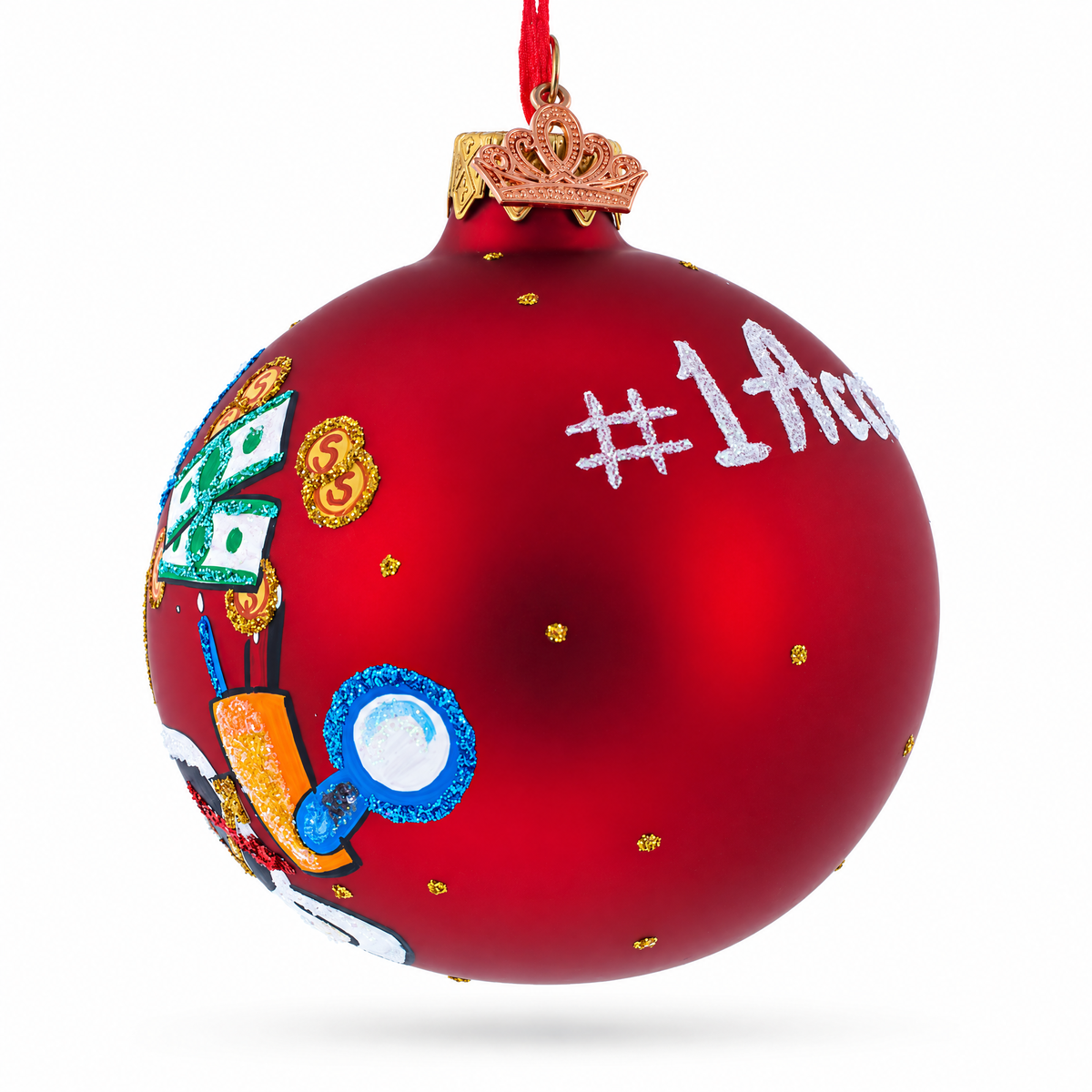 Accountant Bookkeeper Glass Ball Christmas Ornament 3.25 Inches