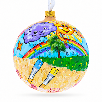 I Love Art Glass Ball Christmas Ornament 4 Inches