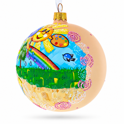 I Love Art Glass Ball Christmas Ornament 4 Inches