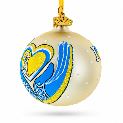 Ukraine in my Heart Glass Ball Christmas Ornament 3.25 Inches