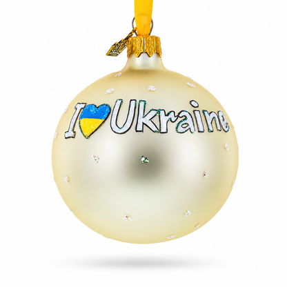 Ukraine in my Heart Glass Ball Christmas Ornament 3.25 Inches