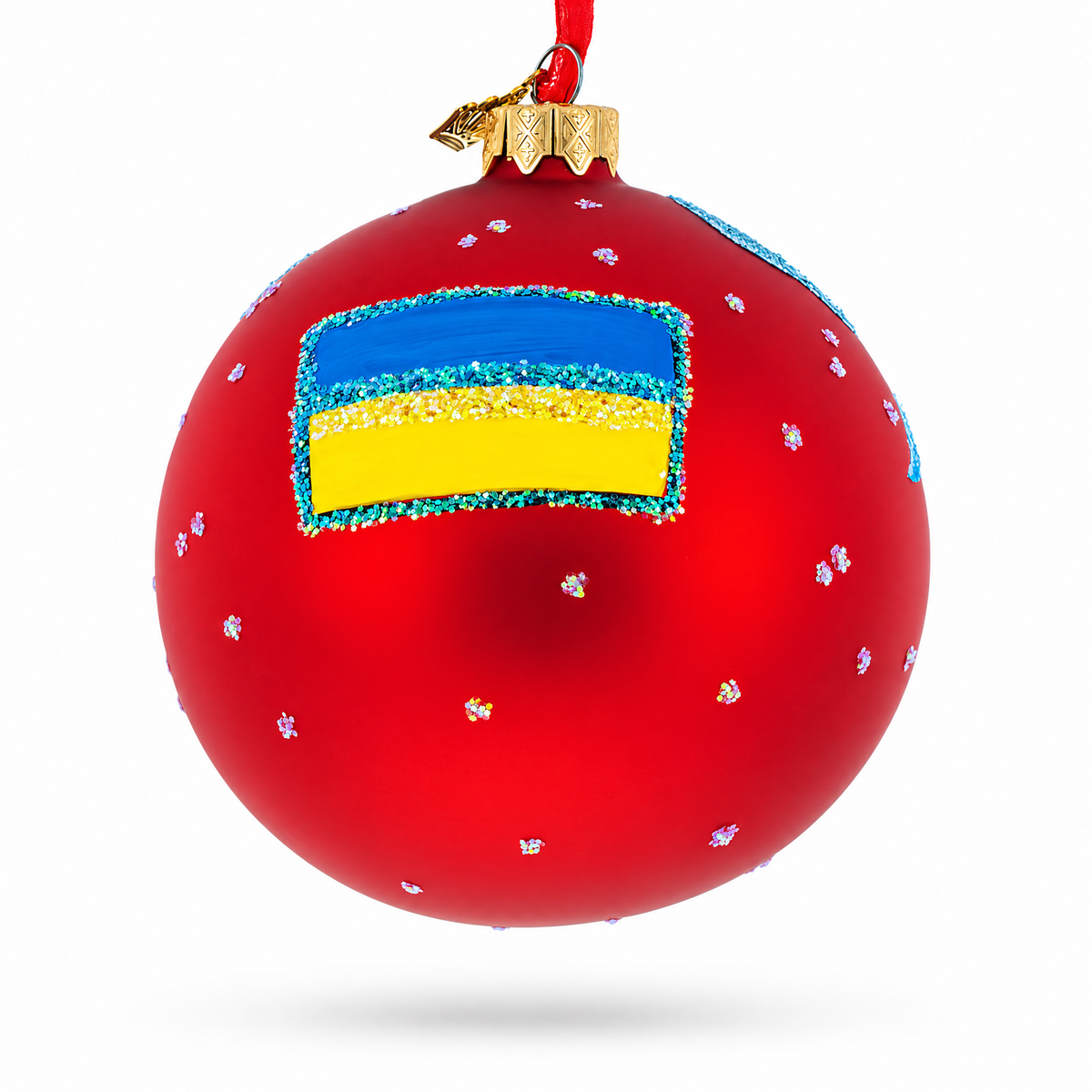 Ukrainian Tryzub Glass Ball Christmas Ornament 4 Inches