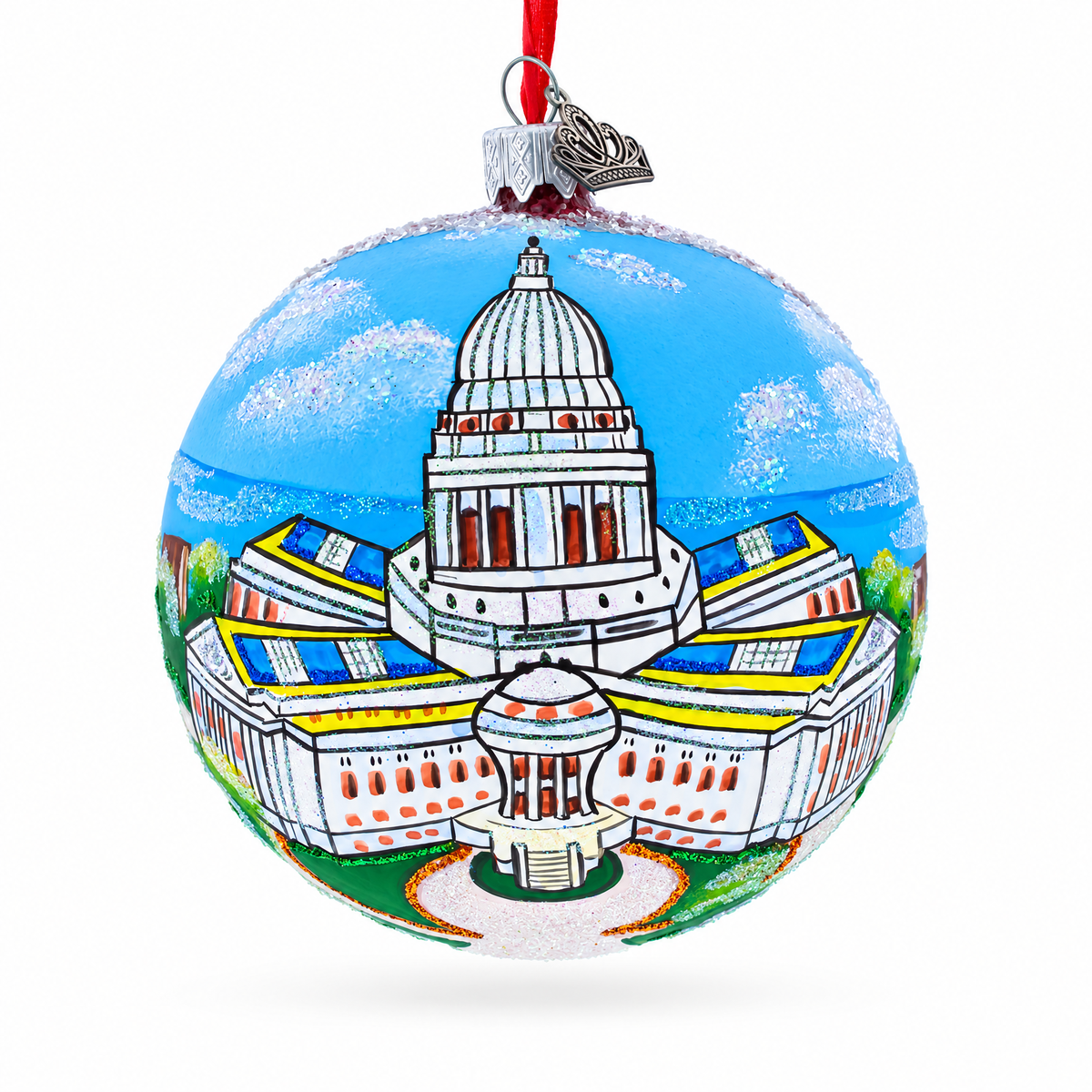 Wisconsin State Capitol, Madison, Wisconsin Glass Ball Christmas Ornament 4 Inches