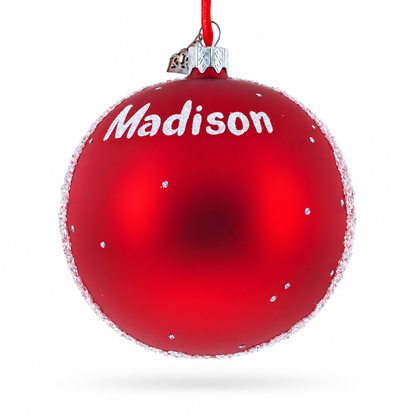 Wisconsin State Capitol, Madison, Wisconsin Glass Ball Christmas Ornament 4 Inches