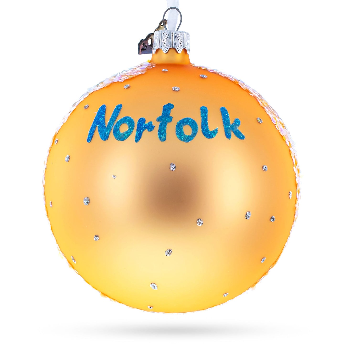 Battleship Wisconsin at Nautilus, Norfolk, Virginia Glass Ball Christmas Ornament 4 Inches