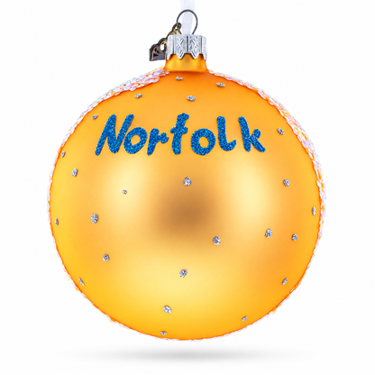 Battleship Wisconsin at Nautilus, Norfolk, Virginia Glass Ball Christmas Ornament 4 Inches