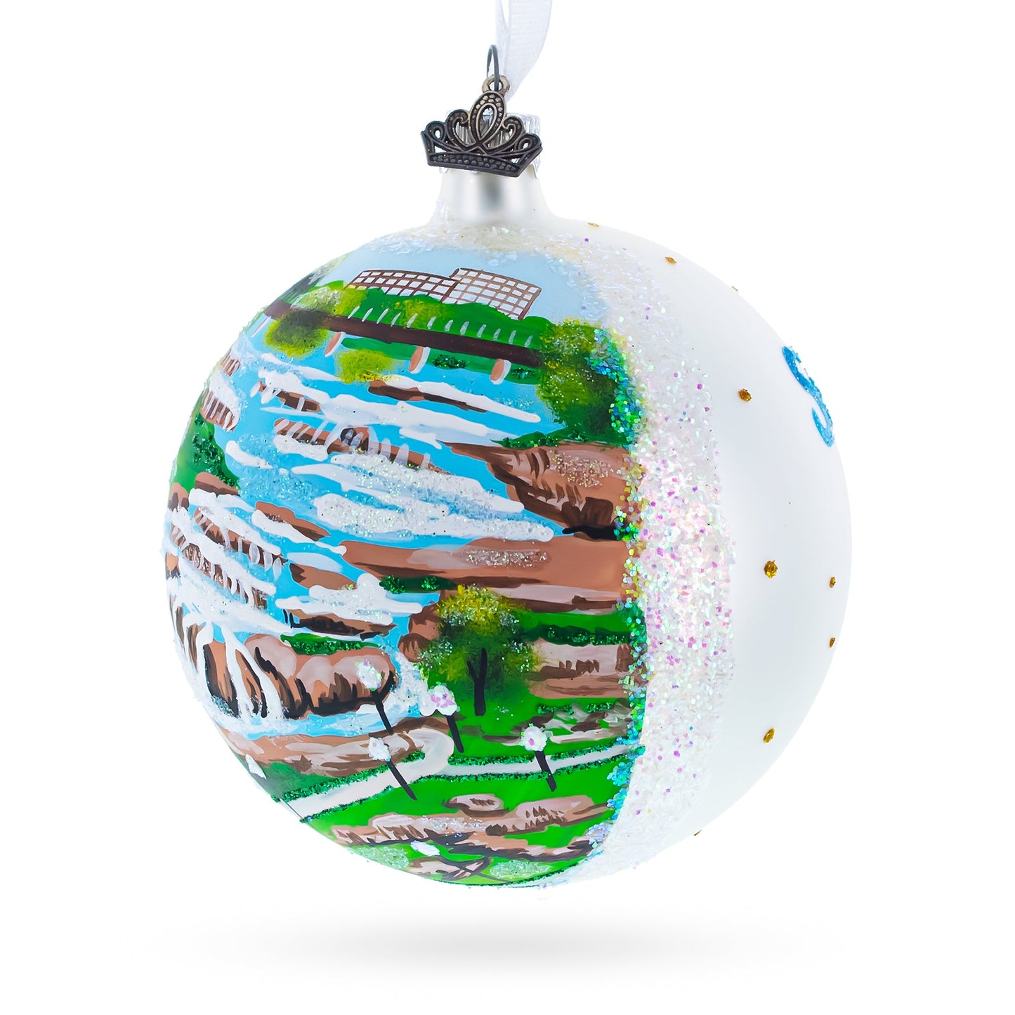 Falls Park, Sioux Falls, South Dakota Glass Ball Christmas Ornament 4 Inches