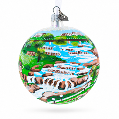 Falls Park, Sioux Falls, South Dakota Glass Ball Christmas Ornament 4 Inches