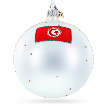 Beach at Hammamet, Tunisia Glass Ball Christmas Ornament 4 Inches