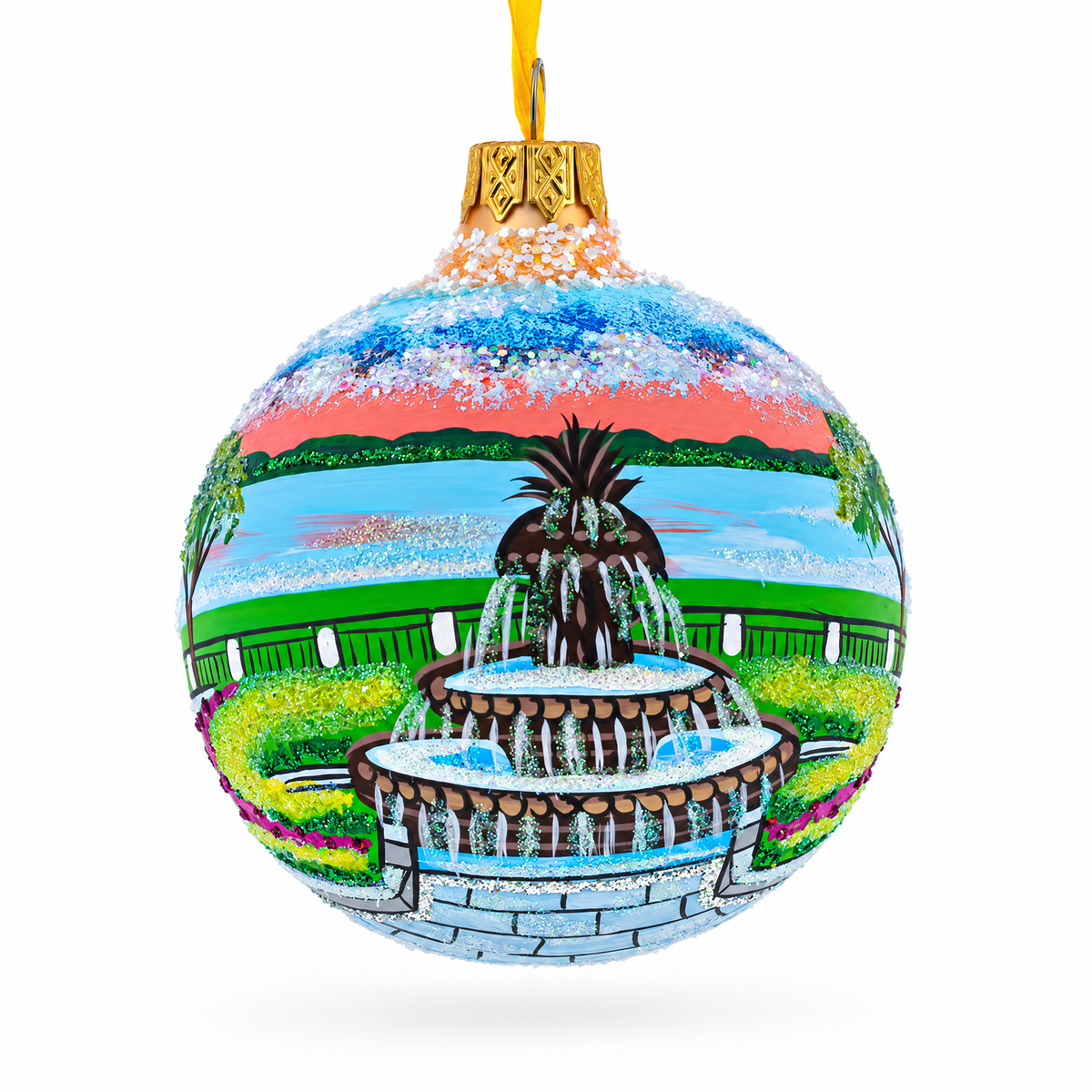 Joe Riley Waterfront Park, Charleston, South Carolina Glass Ball Christmas Ornament 3.25 Inches