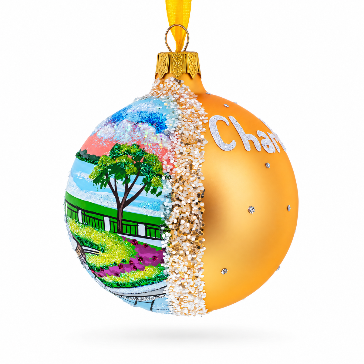 Joe Riley Waterfront Park, Charleston, South Carolina Glass Ball Christmas Ornament 3.25 Inches