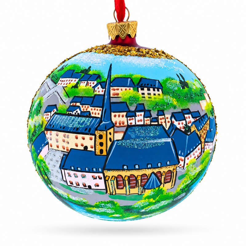 Le Chemin de la Corniche, Luxembourg City, Luxembourg Glass Ball Christmas Ornament 4 Inches