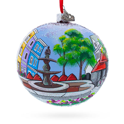 Historic Federal Hill, Providence, Rhode Island Glass Ball Christmas Ornament 4 Inches