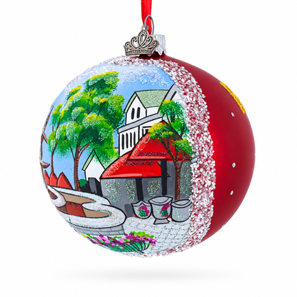 Historic Federal Hill, Providence, Rhode Island Glass Ball Christmas Ornament 4 Inches