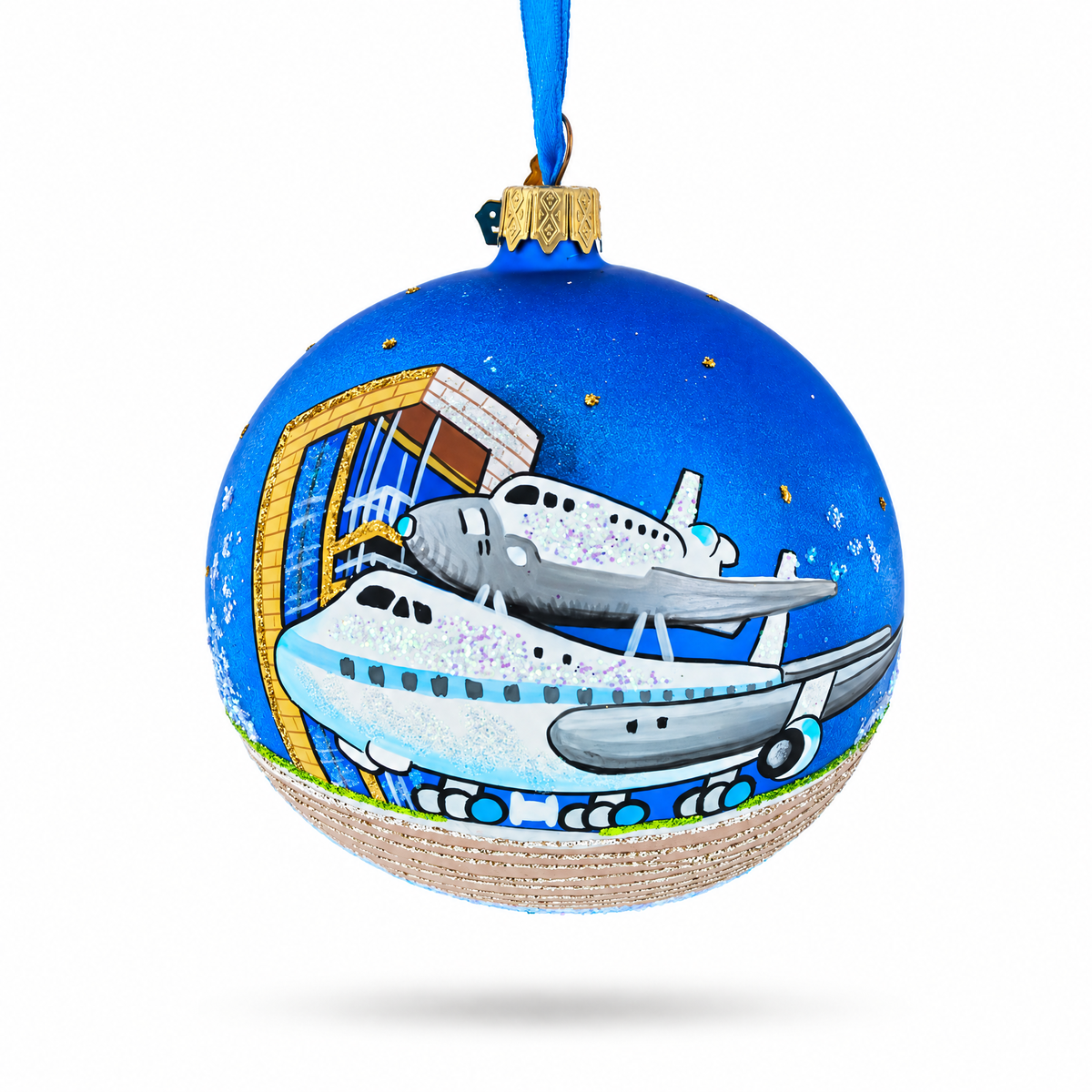 Space Center, Houston, Texas Glass Ball Christmas Ornament 4 Inches