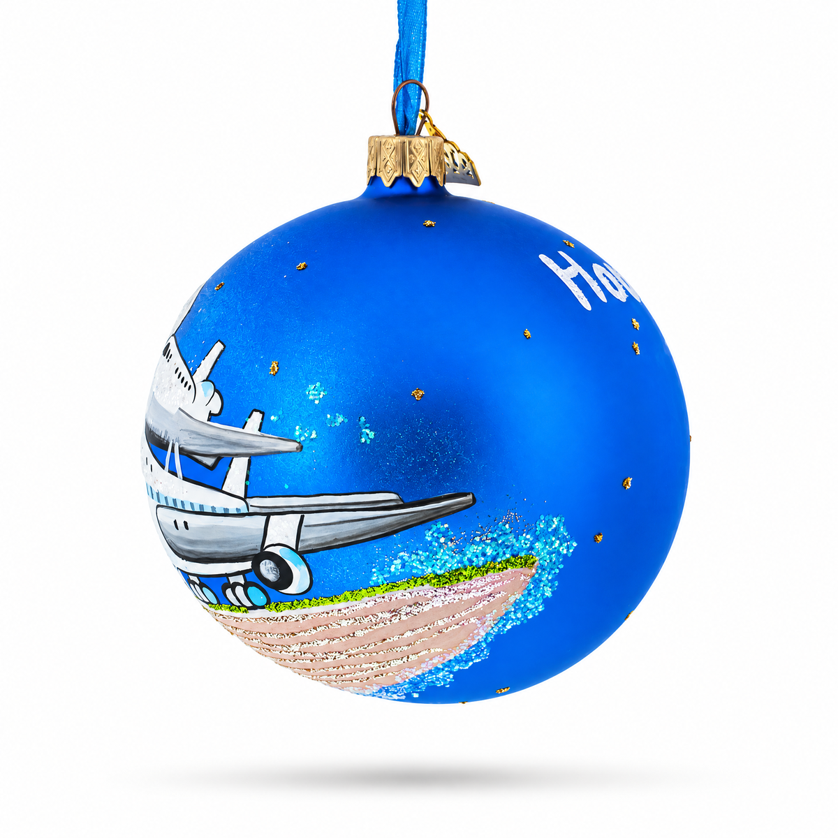 Space Center, Houston, Texas Glass Ball Christmas Ornament 4 Inches