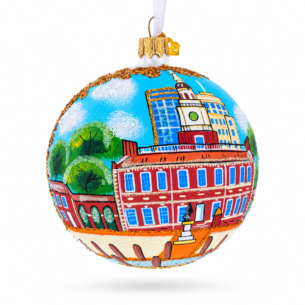 Independence Hall, Philadelphia, Pennsylvania Glass Ball Christmas Ornament