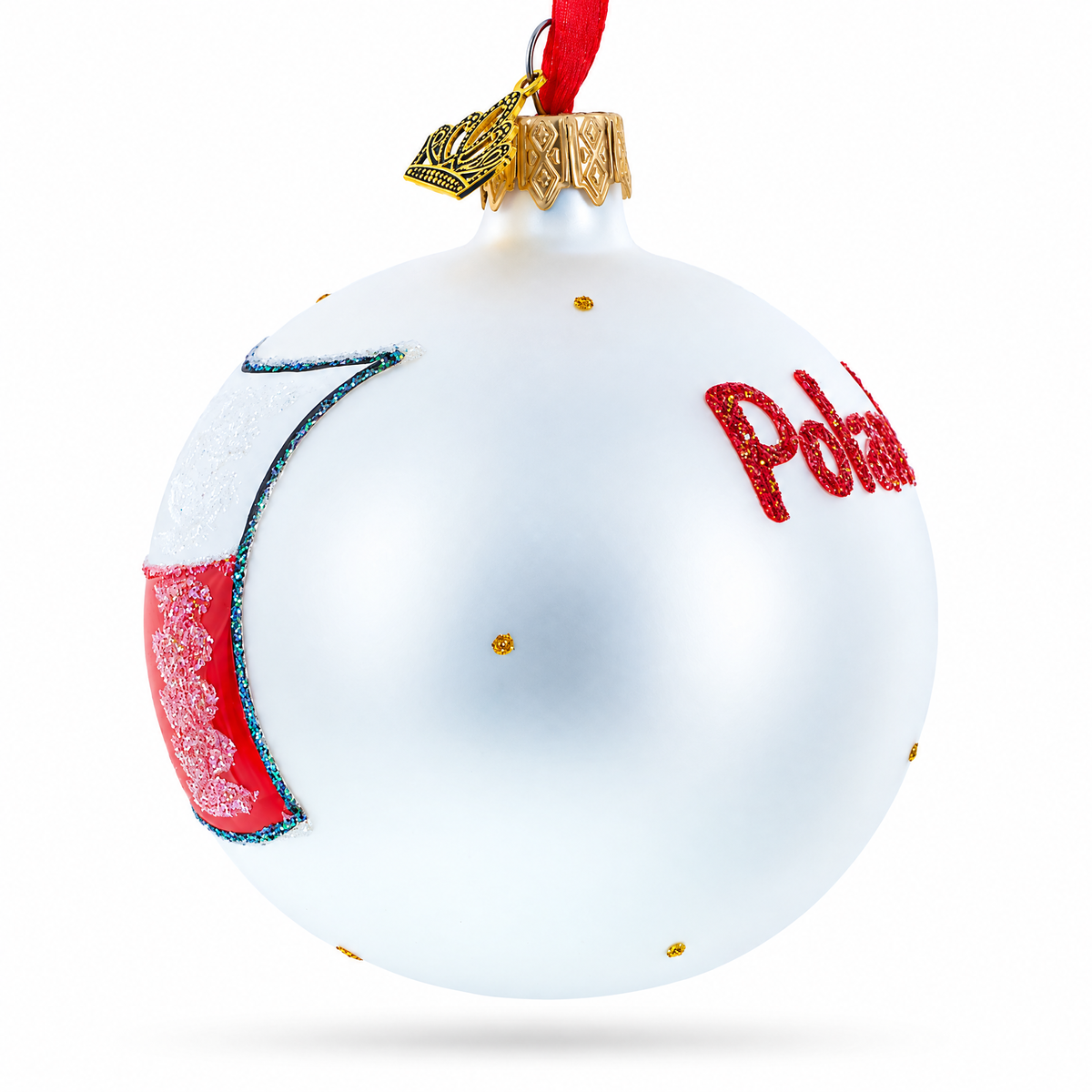 Flag of Poland Glass Ball Christmas Ornament