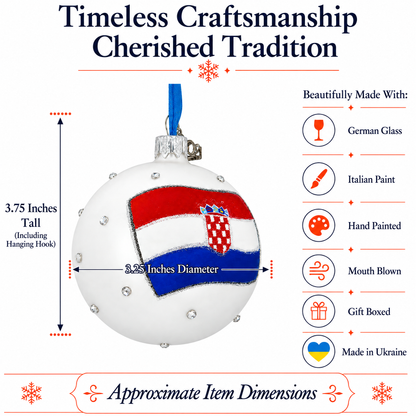 Flag of Croatia Glass Ball Christmas Ornament