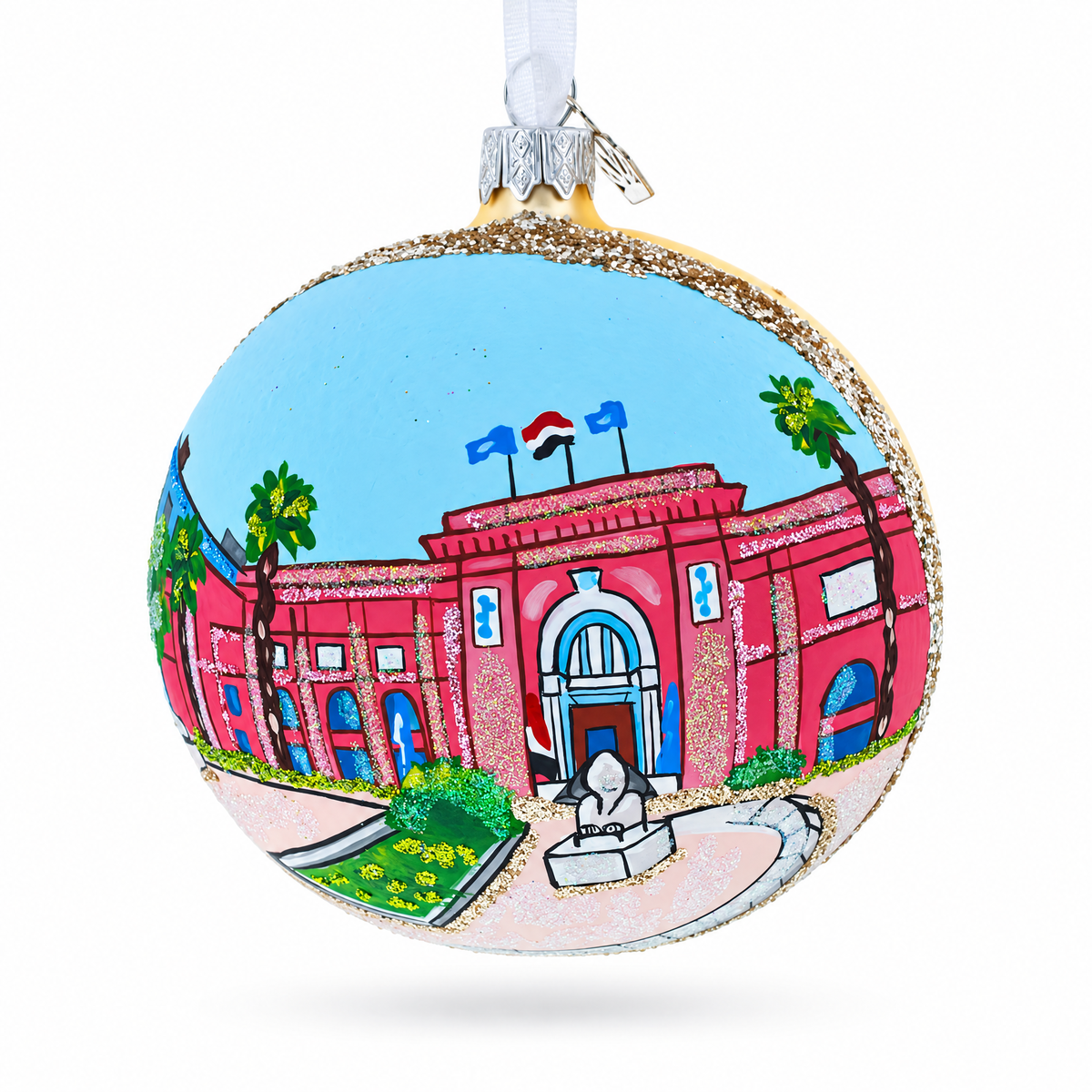 The Museum of Egyptian Antiquities, Cairo, Egypt Glass Christmas Ornament