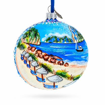 Beach at Ibiza, Spain Glass Ball Christmas Ornament 4 Inches